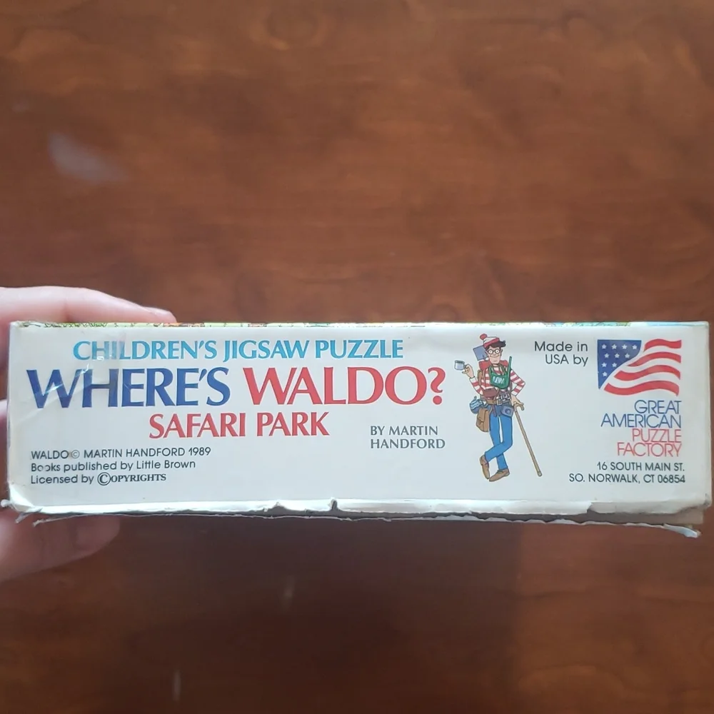 Vintage 80s Children's Where's Waldo Jigsaw Puzzle Safari Park 100 Pieces